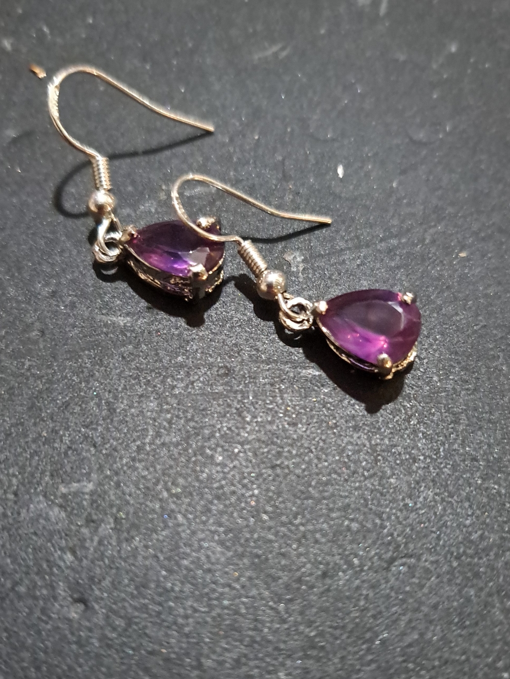 925 amethyst cubic Zirconia , drop earrings